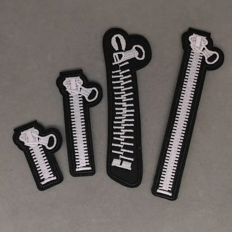 4 개/대 블랙 쿨 지퍼 Diy 수 놓은 아이언 패치 의류 배낭 스티커 배지 패치..