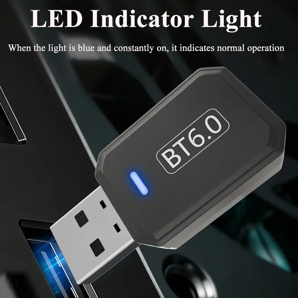 KEBIDUMEI 미니 블루투스 6.0 오디오 어댑터 수신기 송신기 2in1 무선 어댑터 USB 동글 외부 USB 블루투스 어댑터