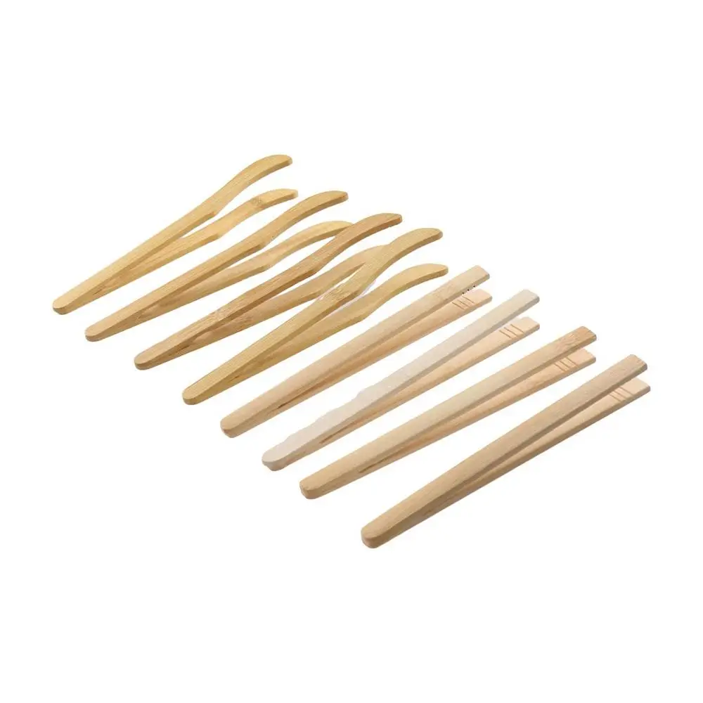 Multifunctional Wood Non-slip Anti-scalding Bamboo Reusable Bread Tongs Tea Clip Salad Tongs Food Clip wooden food tongs bamboo tongs