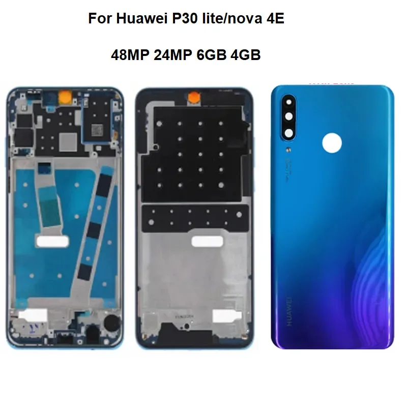 

Замена для Huawei P30 Lite Nova 4E средняя рамка передний ЖК-корпус батарея задняя крышка рамка пластина шасси 48 МП 6 ГБ