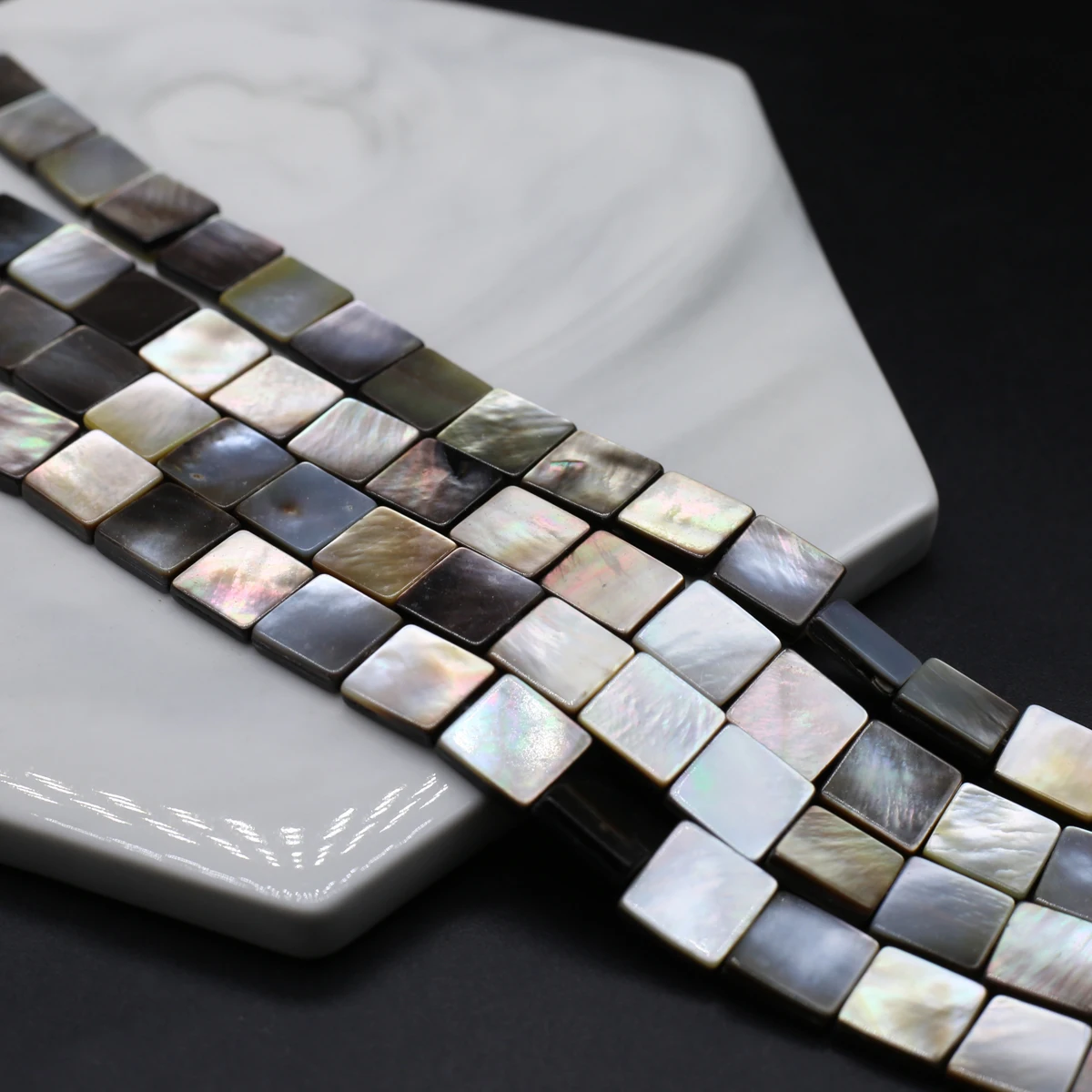 

Natural Mother-of-Pearl Beads Square Shape Black Shell Loose Bead for Jewelry Making Women Bracelet Necklace Accessories