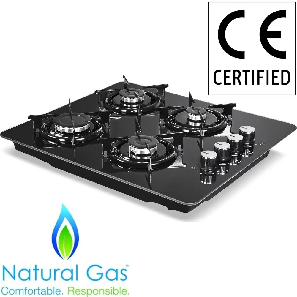 Новый дизайн Встроенная газовая горелка из черного стекла 4 дюйма кухонная плита