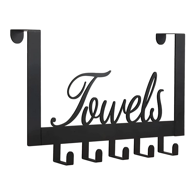 

HOT SALE Over The Door Towel Rack For Bathroom, Over The Door Hooks For Hanging Towels, Towel Holder For Bathroom, 5 Hooks