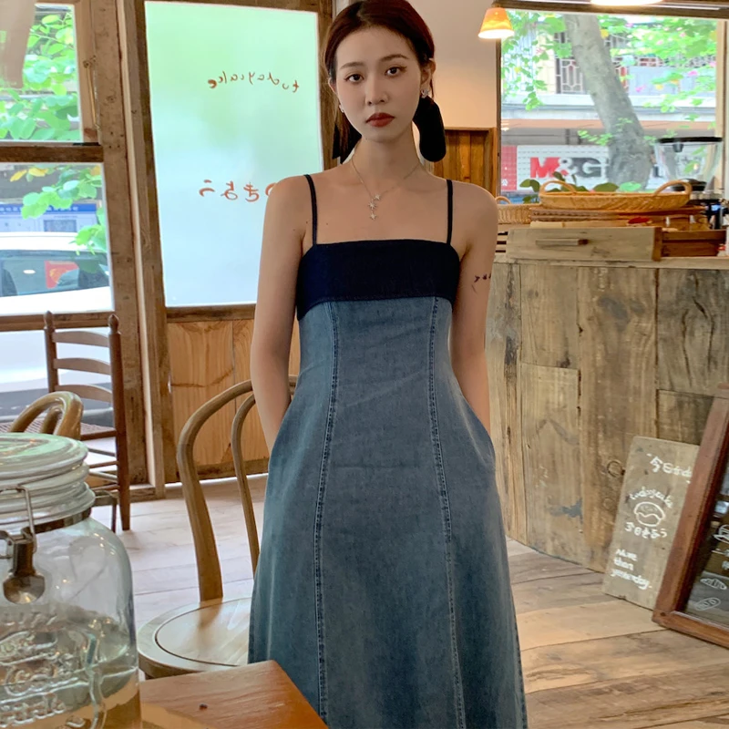 Peto Vaquero Mujer Vestido Vaquero Sin Mangas Para Mujer Estilo - Main Image