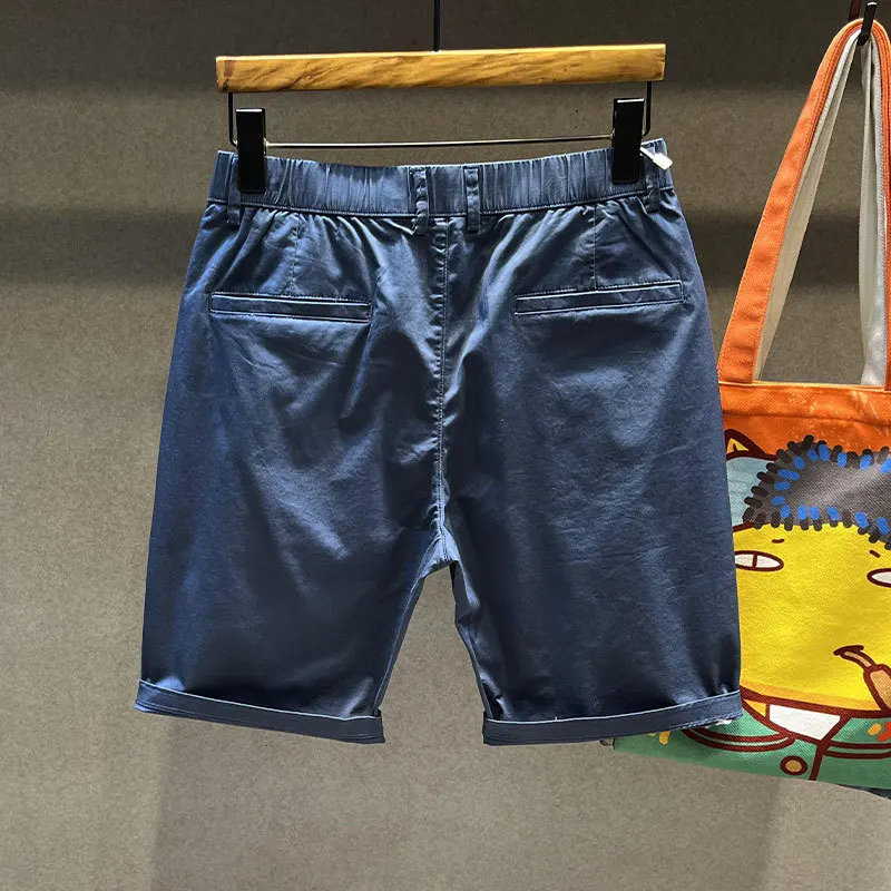 2024 new summer pure cotton stretch casual cargo shorts MEN'S trendy slim fit all-match Beach outdoor shorts