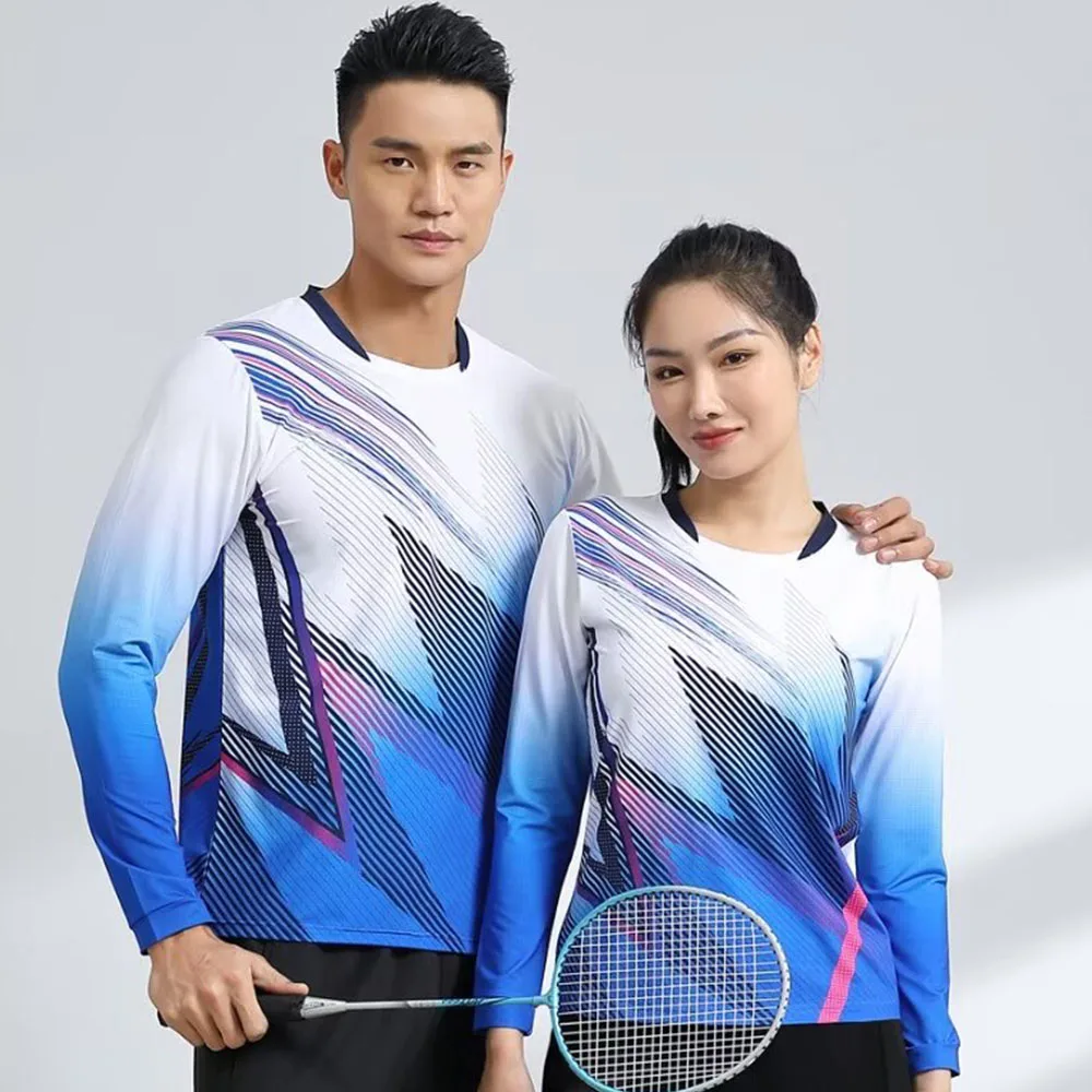 Quick Dry Print Long Sleeve Tennis Shirt Badminton Uniform Tops Korean Volleyball Teable Tennis T-shirt Jersey