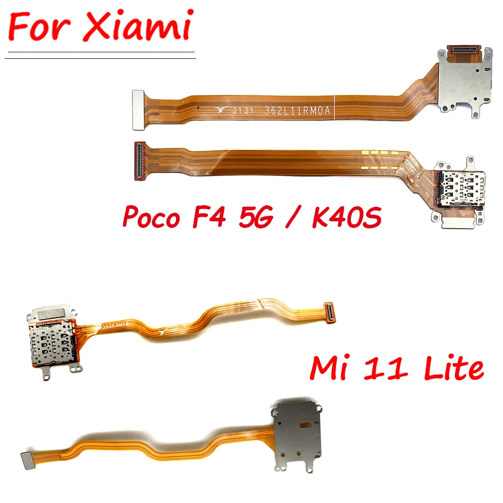 Originale Poco F4 5G Sim Card Holder Vassoio Slot Reader Socket Flex Ribbon Cable Connector Board Sostituzione Per Xiaomi Mi 11 Lite