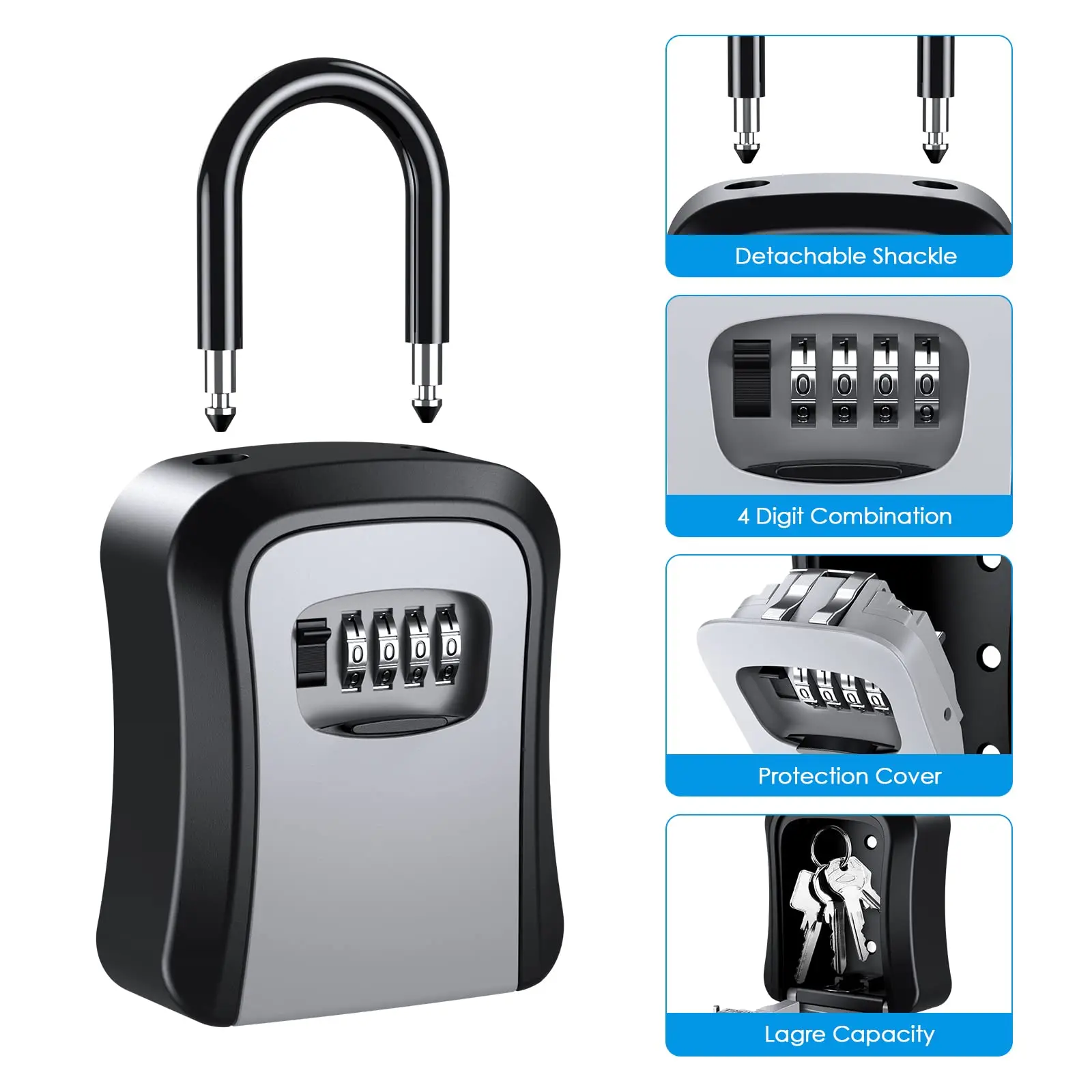 ORIA Tragbare Safe Kombination Sicherheit Fall Lock-Box Wasserdichte  Anti-Diebstahl Reise Safe mit Abnehmbarer Kette für hause