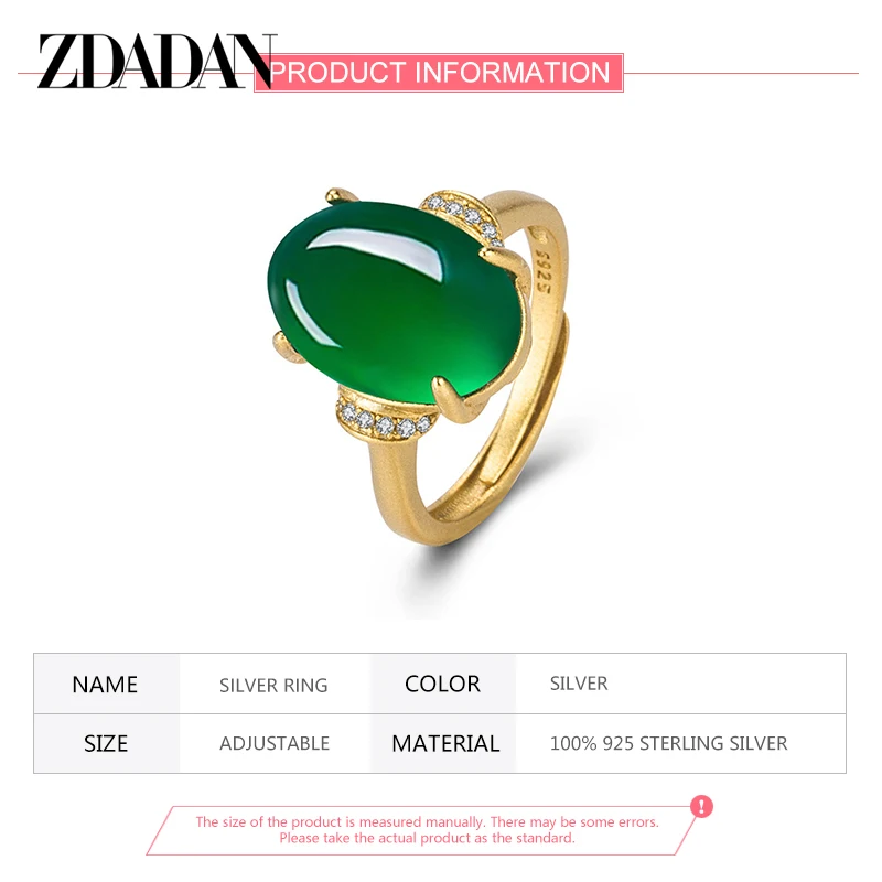 ZDADAN 여성용  옥 손가락 반지, 패션 파티 쥬얼리