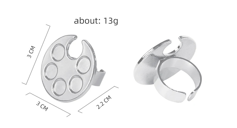 Description Picture 2 of item1Pc Metal Mini Nail Art Color Palette Cute Round/Footprint Design Finger Ring Mixing UV Gel Painting Tray Manicure Tools