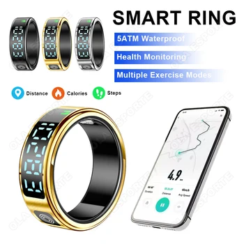 Anello intelligente impermeabile Monitoraggio della salute del sonno della frequenza cardiaca Schermo di visualizzazione a LED Modalità sportive multiple Anelli fitness per Android IOS