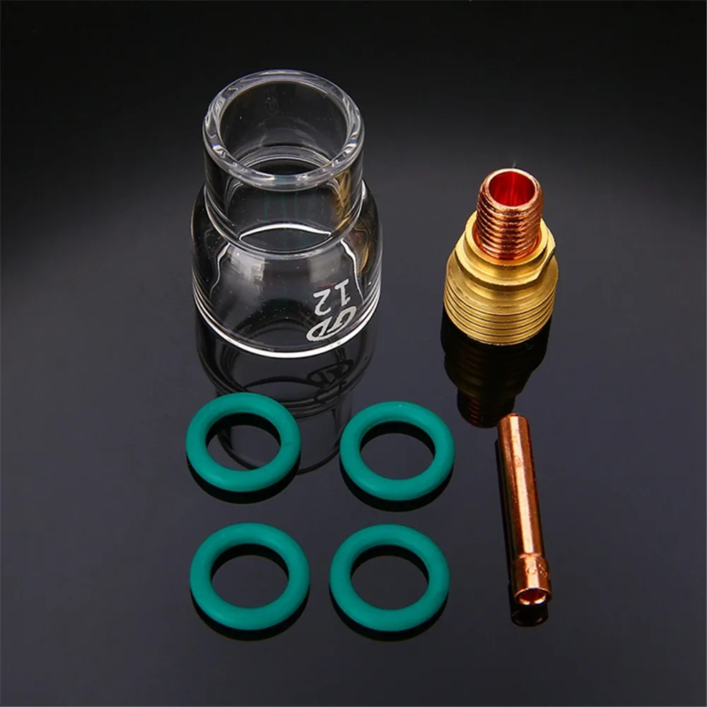 Welding Torch Accessories 7Pcs #12 Heat Resistant Glass Cup Kit Stubby Collets Body Gas Lens Tig Welding Torch For Wp-9/ 20/ 25 Mayitr welding torch,ceramic nozzle cups