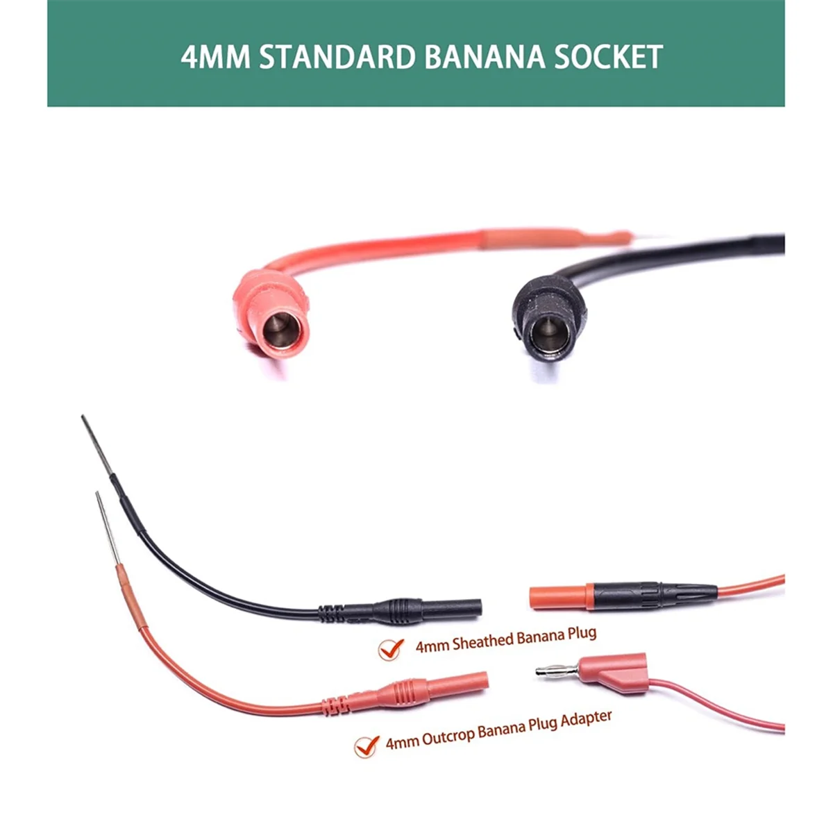 2 PCS Flexible Spoon Back Probes Back Probe Pins Automotive Compatible with 4mm Banana Plug Test Leads