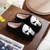 Punisher Skull Pattern fashion Embroidery stuffed Home Platform Cozy Fur Cotton Slippers Personality Warm Non-slip Indoor Slippers Men Women Can Wear Halloween Christmas Gift 2