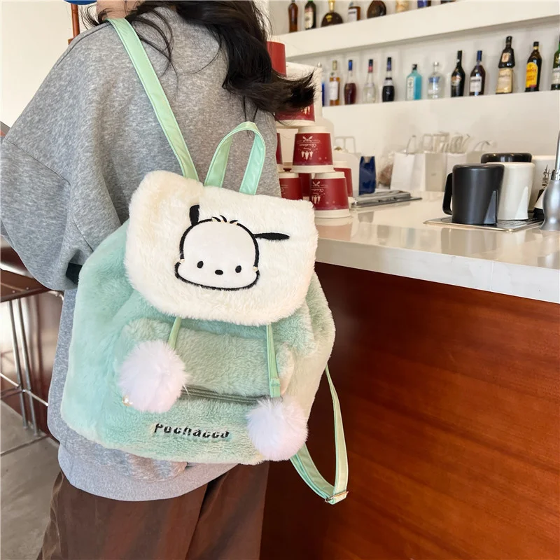 

Новый мультяшный милый плюшевый рюкзак Sanrio Cinnamoroll Kuromi, вместительный рюкзак на плечо с сердечками My Melody, Детский Рождественский подарок
