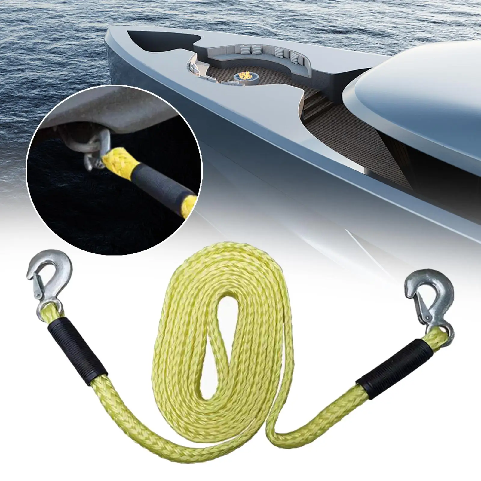 Tow Strap with Hooks ATV Tow Strap Trailer Belt Anti Slip Tool Tow Rope Truck Recovery Strap for Tree Boats