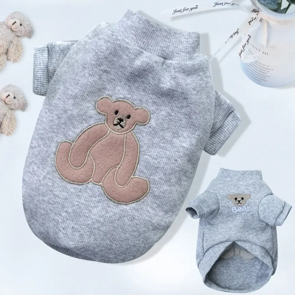 패션 곰 패턴 반려견 고양이 티셔츠, 순면 강아지 옷, 프렌치 불독 소형 중형견용, 부드러운 통기성 후드
