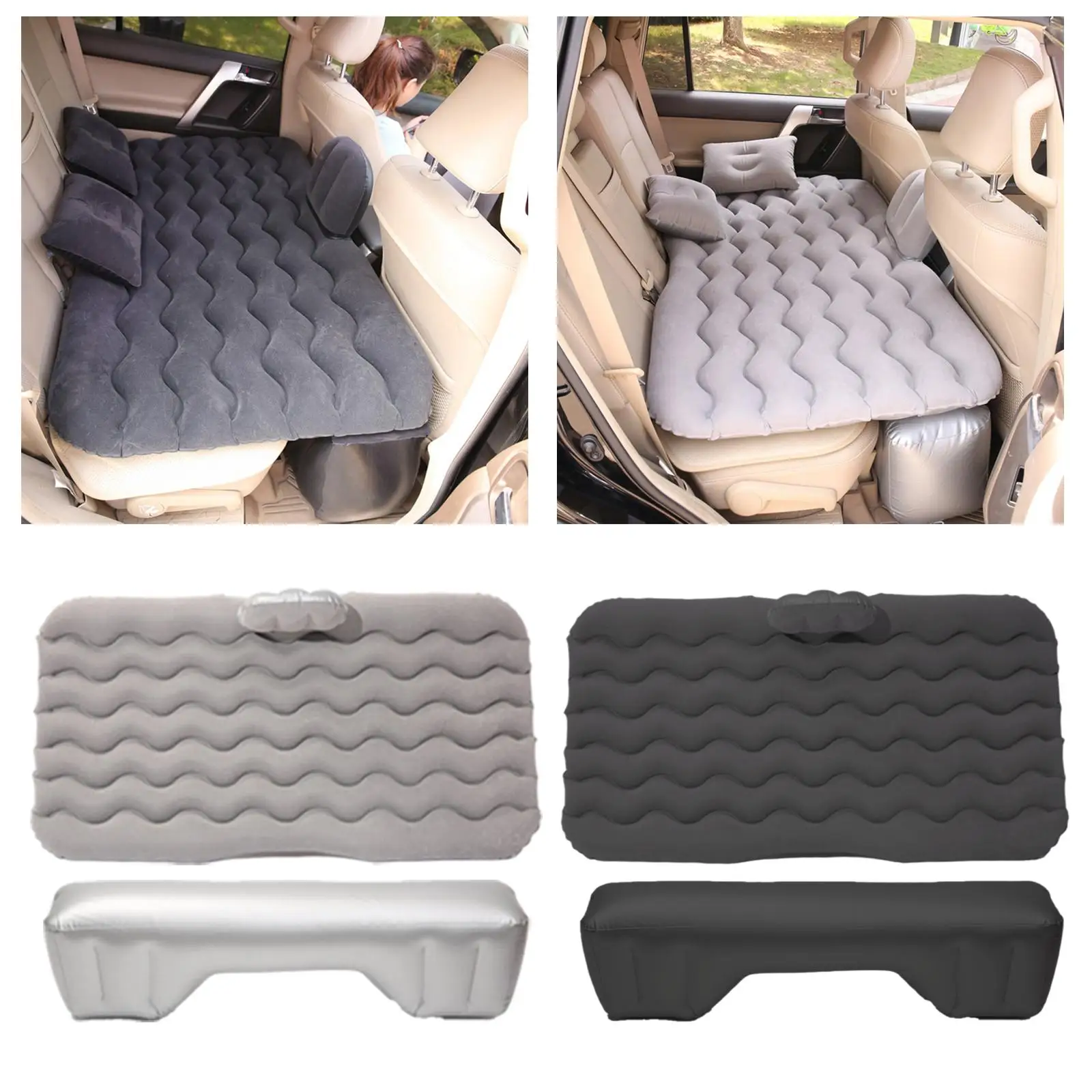 Inflatable Car Air Mattress, Backseat Bed w/, Portable Car Mattress for Camping Travel, Home Sleeping Pad w/ Electric Air Pump