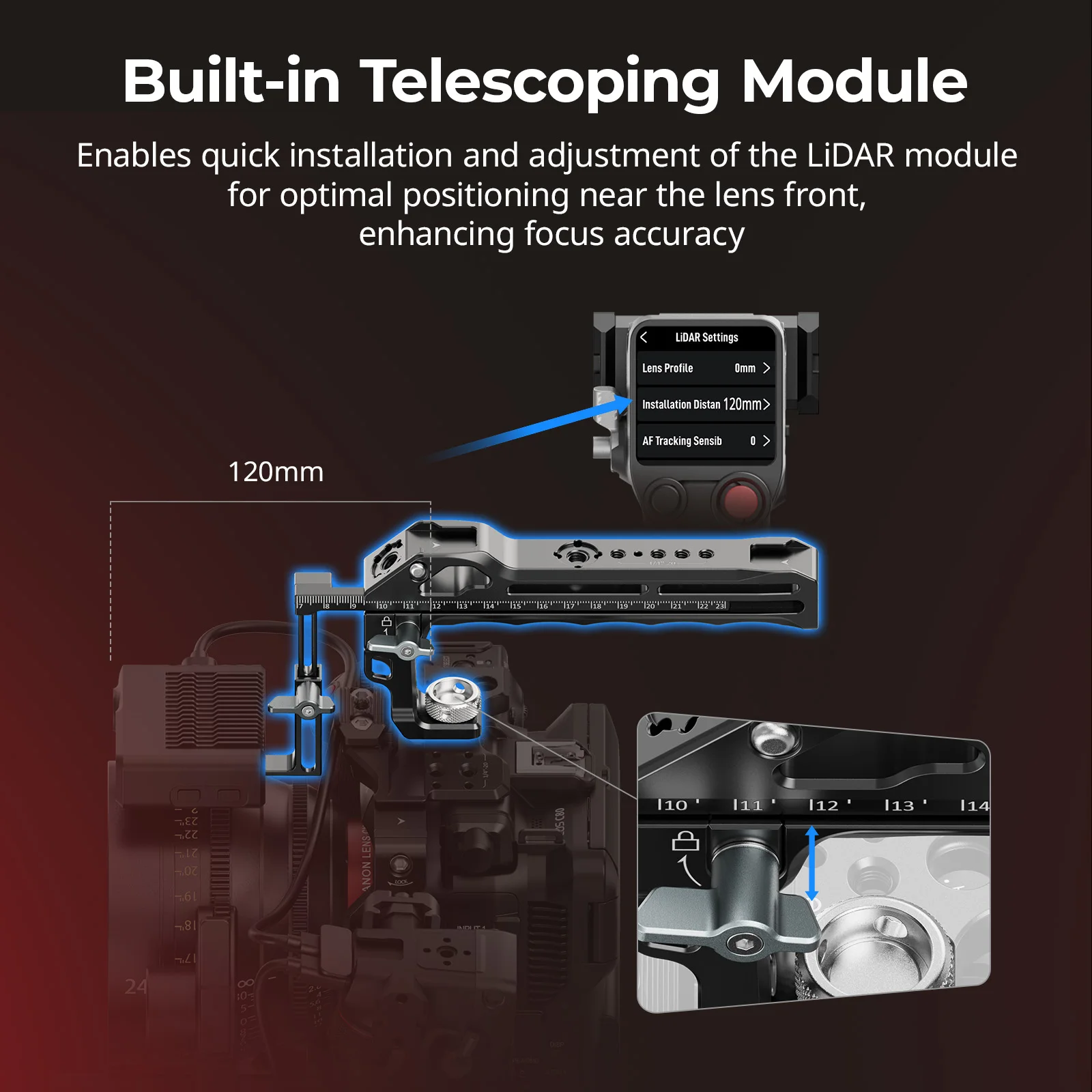 Top Handle for DJI Focus Pro LiDAR with Locking Knob Cold Shoe Built-in Telescop