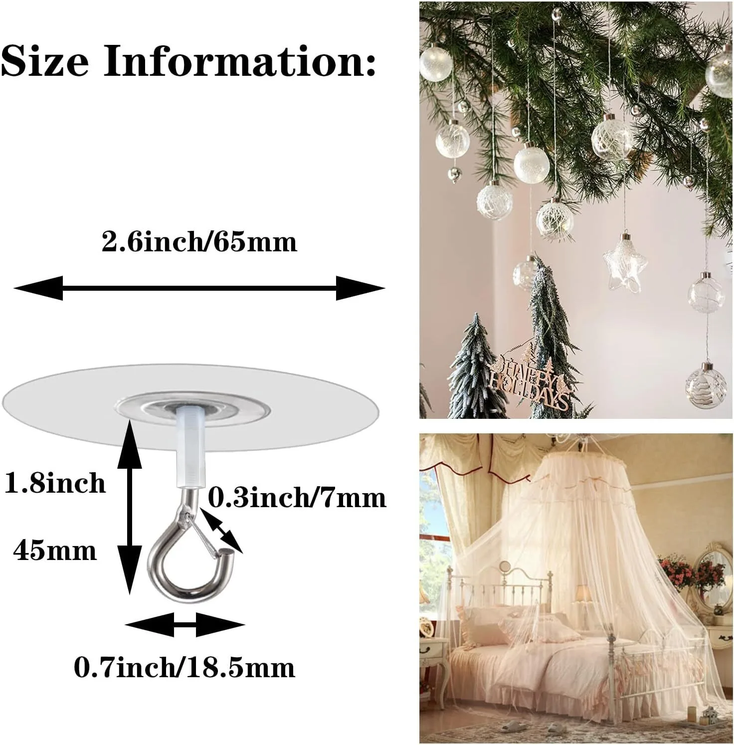 Ceiling Hooks Stick Self-Adhesive Water Resistant Multifunctional for Balloons Wind Chimes