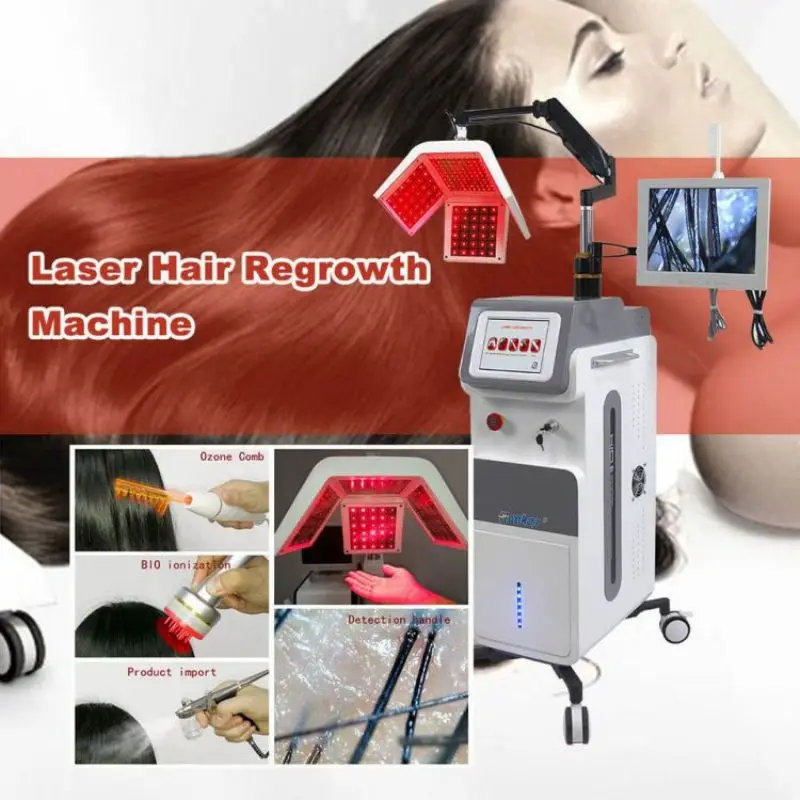LLLT 650nm Diode Laser Hair Regrowth Machine Scalp Health Analysis Anti Hair Loss Professional Beauty Salon Spa Equipment