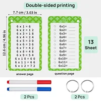 0-12 Multiplication Flashcards with 2 Dry Erase Pens 13 Pcs Educational Times Table Flash Cards for 1st to 3rd Grades Kids 2