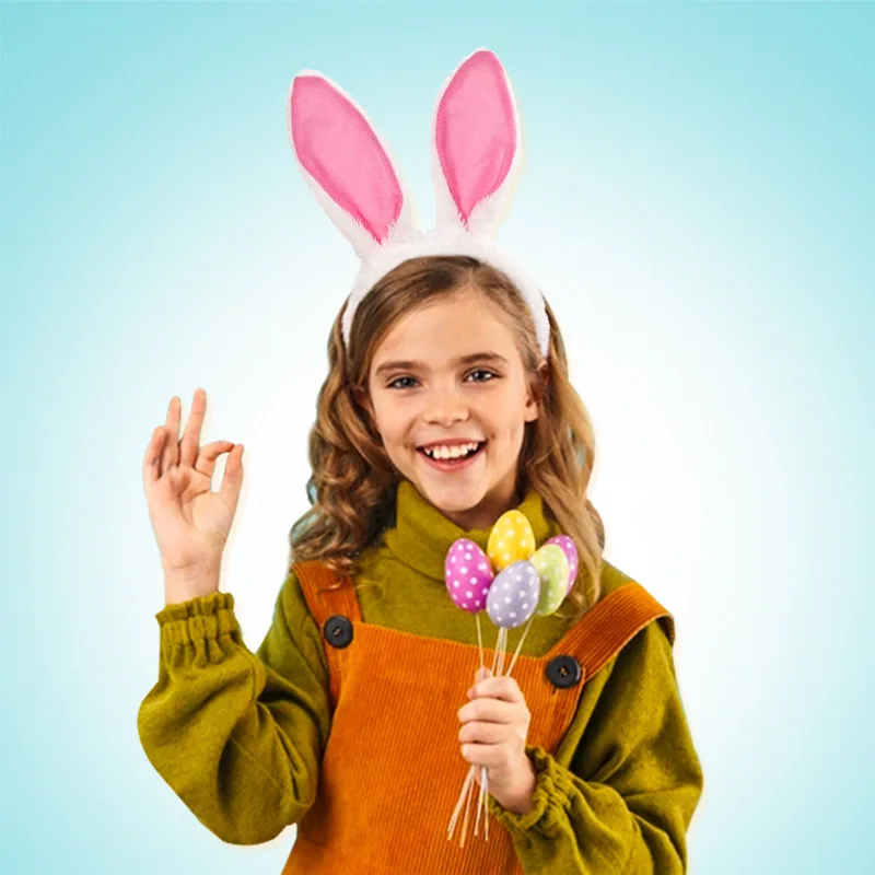 

Easter Bunny Cosplay Ears Headgear Cartoon Soft Hairband Kids Rabbit Hair Band Children's Day Performance Carnival Party Costume