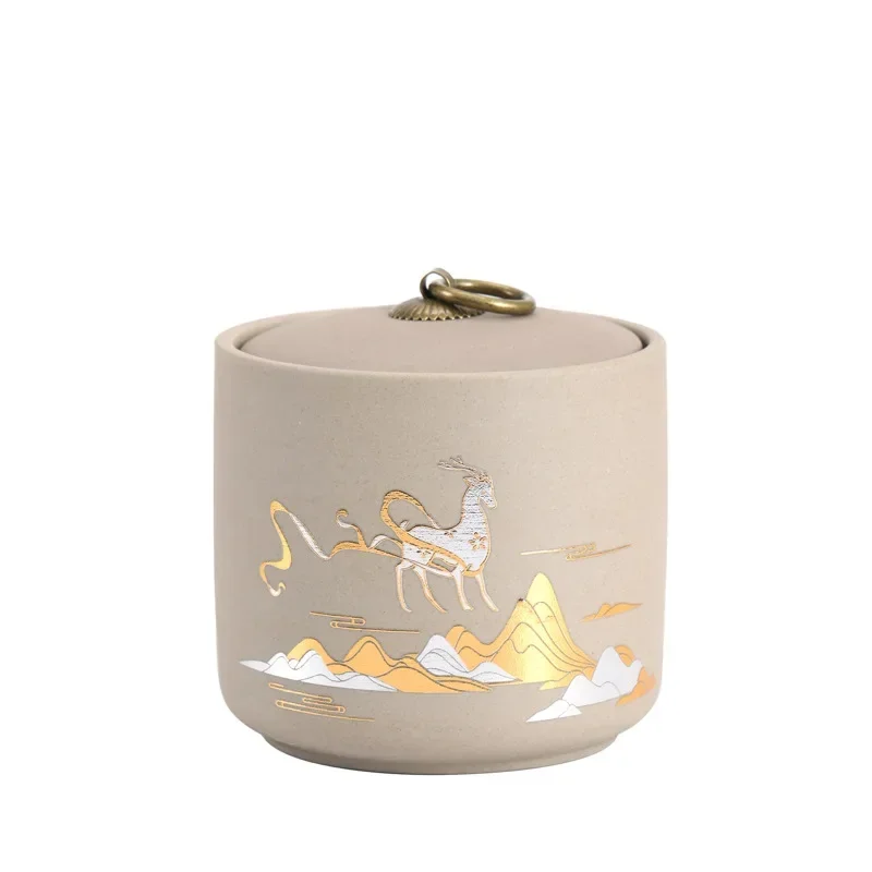 Coarse Pottery Tea Sealed Jar tea tin box tea canister ceramic storage jar airtight container