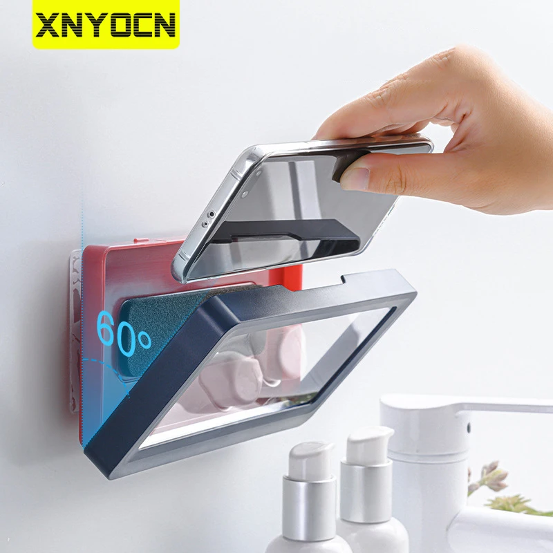 Держатель для телефона для душа Xnyocn, водонепроницаемый, с защитой от уплотнения, портативный настенный стенд для кухни, ванной комнаты