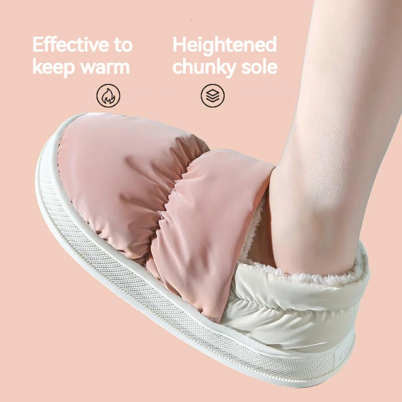 YISHEN Women Slippers Down Cloth Cotton Shoes Warm Plush Slippers For Men Indoor Winter Waterproof Platform Zapatillas De Mujer