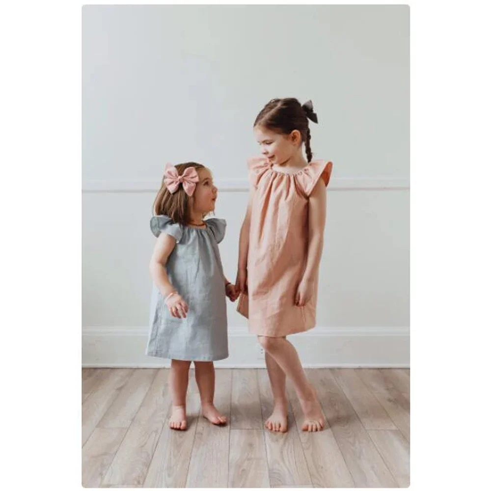 Summer Toddler Infant Baby Dress Solid Cotton Simple Baby Girls Home Dress
