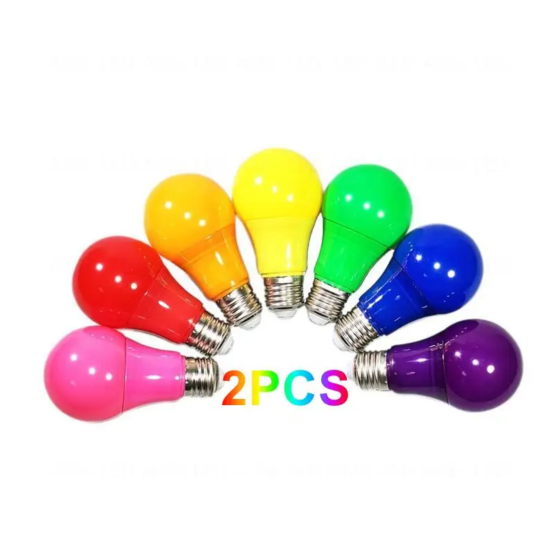 2PCS E27 5W 7W 9W AC220V 110V led color Plastic coated aluminum colorful red yellow green blue decorative lantern bulb