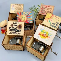 You Are My Sunshine Music Box Color Printing Wooden Hand Crank Musical Box Birthday Present Valentine's Day Christmas Gift New 1