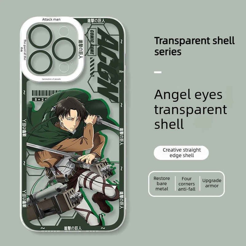 Anime Attack on Titan Mikasa & Levi Ackerman Clear Phone Case Cover