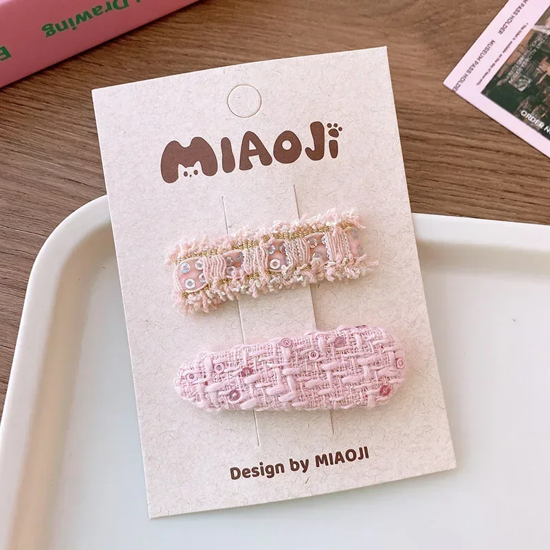 2pcs/set Korean Style Pink Toddler Girl Hair Clip Hair Pin for Baby Girl Lovely Autumn Winter Kids Girl Headwear Accessories