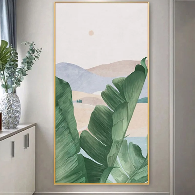 

Handmade Painting Abstract Green Plant Decorative Modern Minimalist Background Wall Large Hanging