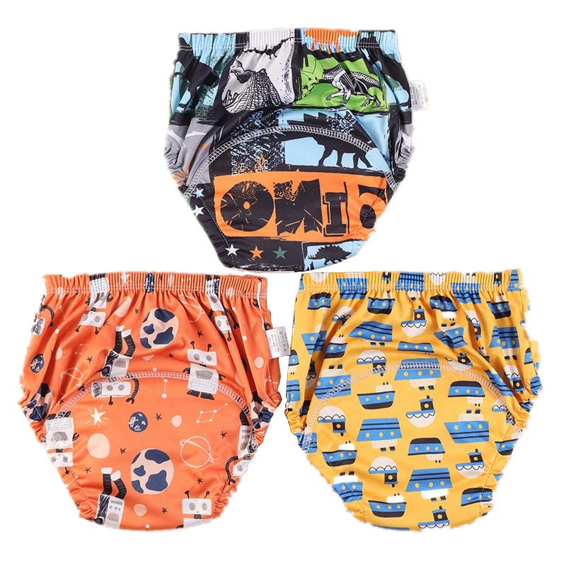 Baby Training Pants Gauze Diaper Short Cartoon Cotton Ocean Shark Dinosaur Vegetables Waterproof Gift