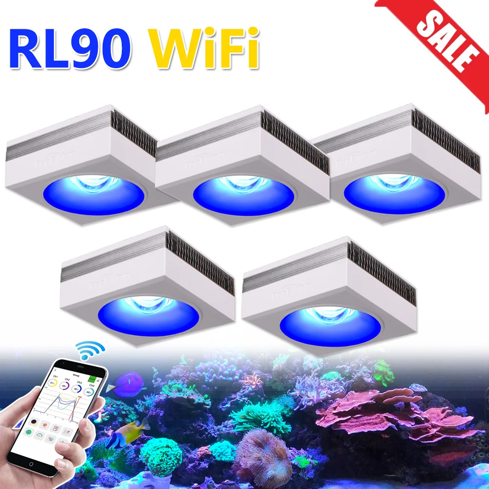 PopBloom-RL90 와이파이 해수 LED 수족관 조명, 프로그램 해양 수족관 LED 램프, 해수 어항 조명, 암초 산호, 5 개 어항 led 조명 수족관 조명 어항조명