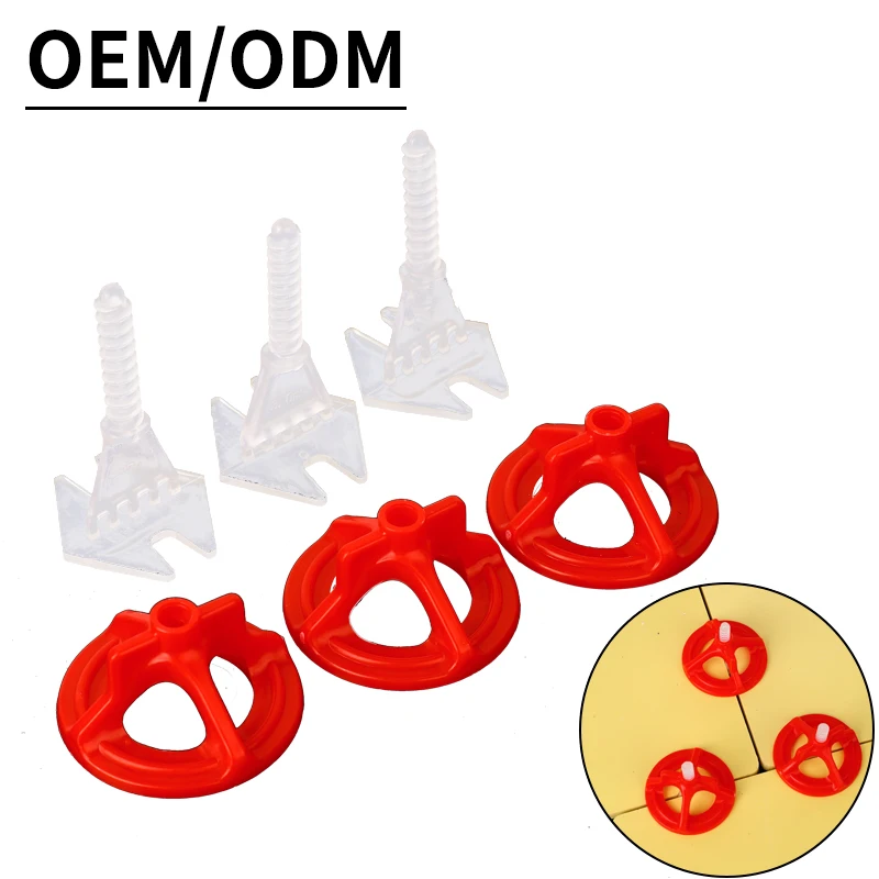 New ceramic tile leveling system spiral base red nut is used for tiling and seam leveling.