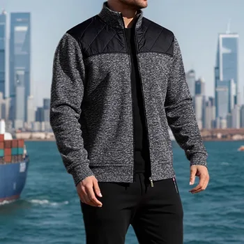 Men's Patchwork Stand Collar Sports & Fitness Jacket