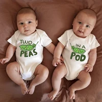Two Peas In a Pod Funny Cute Baby Boys Girls Clothes Twin Onesies Cartoon Kawaii Harajuku Cotton Newborn Bodysuits Free Shipping 2