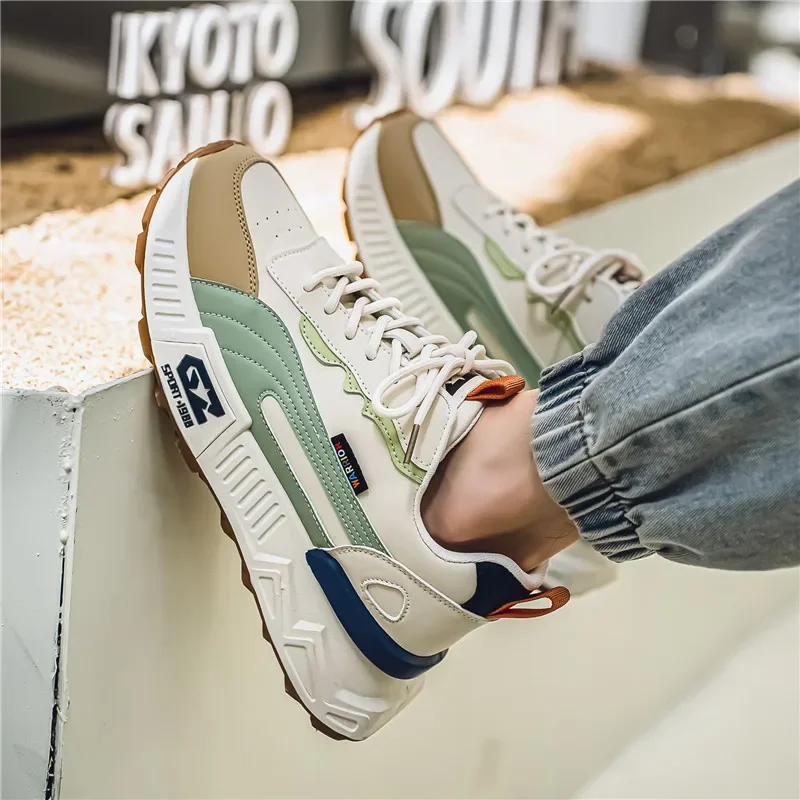 Spring Autumn New Men's Sneakers Thick soled Height Increasing Wear resistant Running Shoes for Youth Fashion Trend Casual Shoes