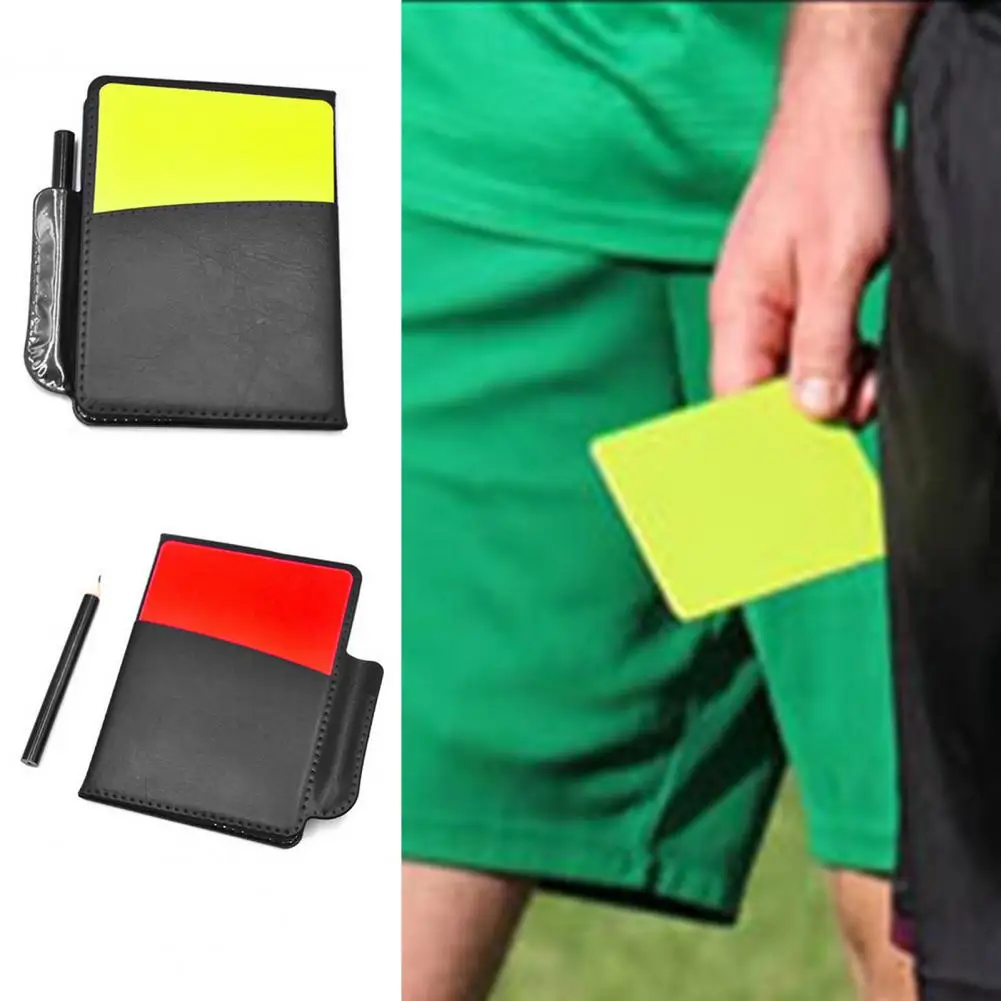 Soccer Referee Card Professional Red Yellow Cards Pen Whistles Card Sleeves Set Football Soccer Training Referee Warning Cards
