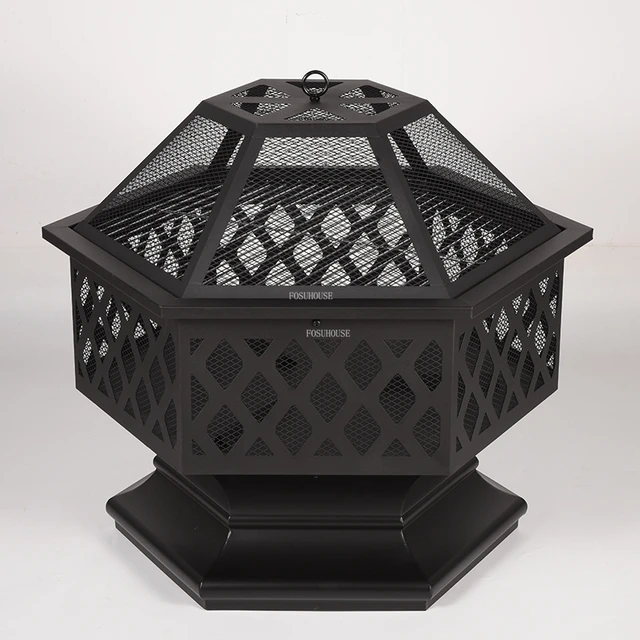 Otthoni Hatszögletű Tűz Gödrök Kültéri Grill Stand Máglya Party Kemping Kemence Kreatív Kert Fűtő Kályha Vas Művészet Brazier U - Image 4