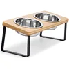 Elevated Slanted Kitten Plate Set of 2 Stainless Steel Plates for Indoor Cats, 2 Bowl Cat Feeder Easy to Assemble 6