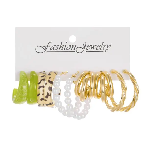 Korean Trendy Geometirc Butterfly Pearl Earrings Set For Women Resin Acrylic Star Heart Round Hoop Earrings Brincos Jewelry Gift ER22Y0114-4