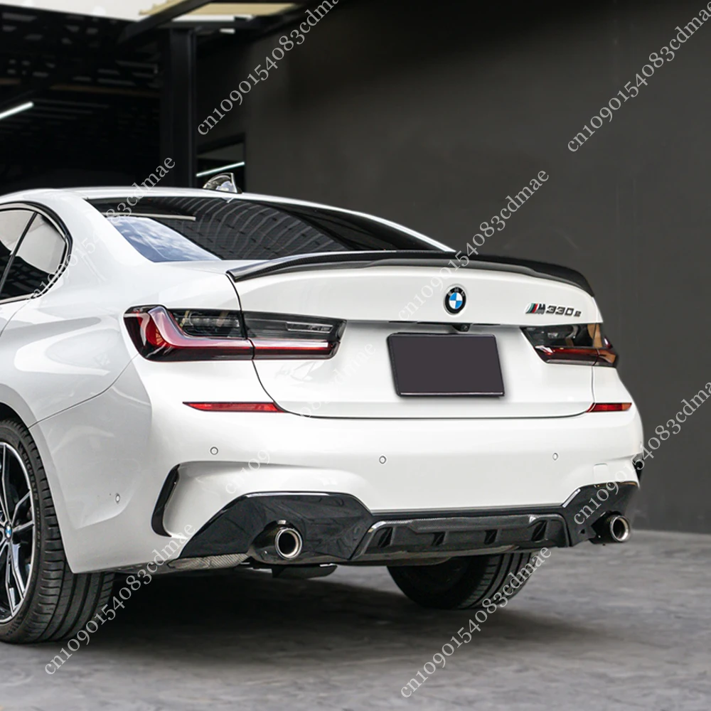 BMW 3 시리즈 G20 G21 M-Tech 2019-2022 Pre-LCI용 M 퍼포먼스 스타일 리어 범퍼 디퓨저 테일 스플리터 립 트림 글로스 블랙