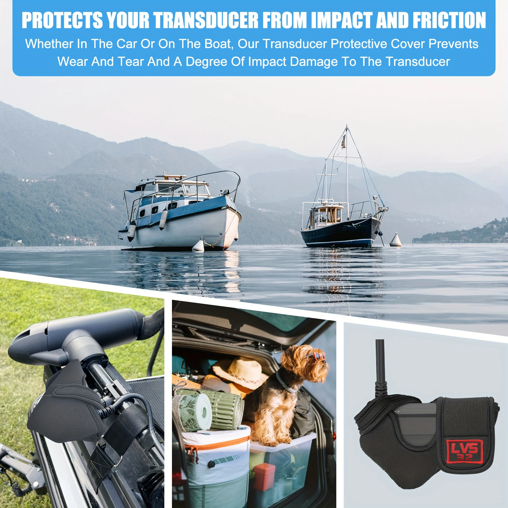 Garmin Transducer Cover Shockproof Case Heavy Duty Chloroprene Protector for Fishing/Boating Sonar Guard-Fit transducer cover