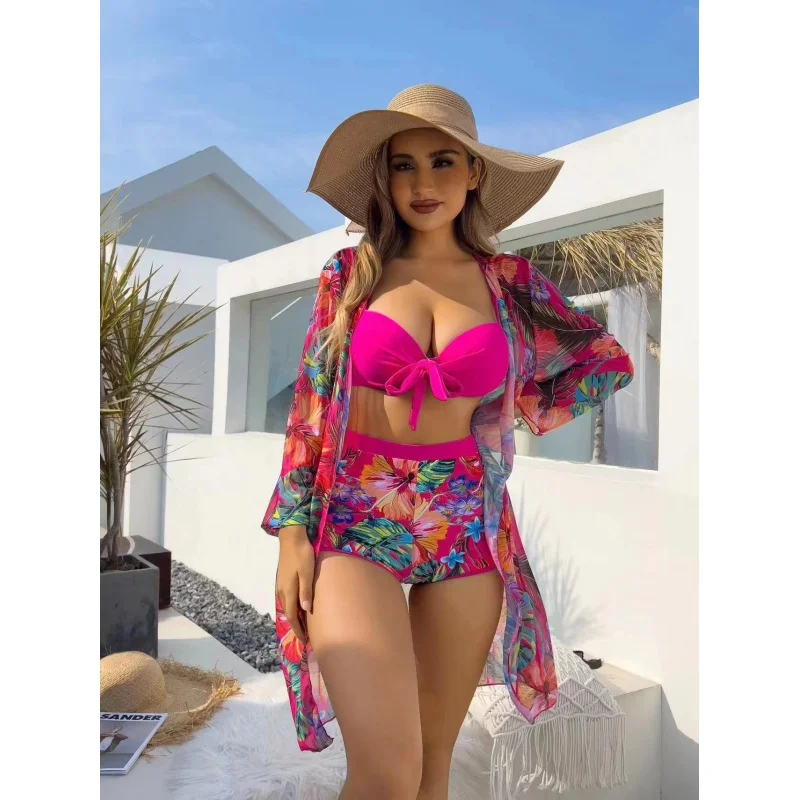 2024New Sexy Three-Piece Blouse Bikini Swimsuit Women's Wholesale Swimwear