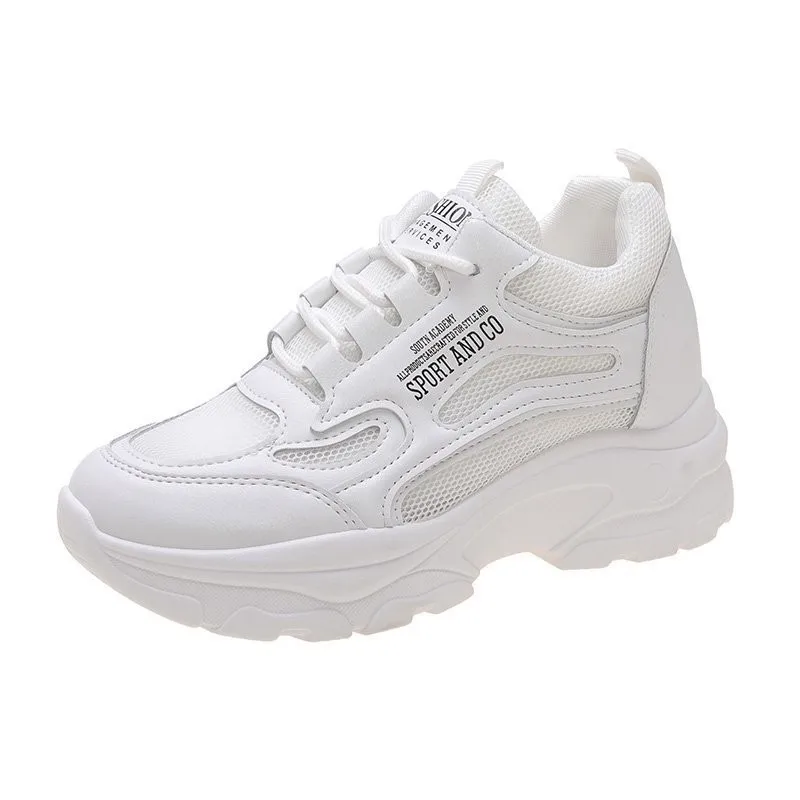 Sneakers Women Height Increase Platform Running Shoes Breathable Soft Sport Wedge Footwear 6985